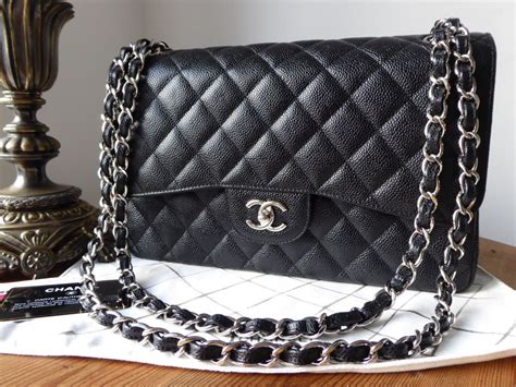 chanel classic caviar flap bag black silver hardware replica|Chanel .